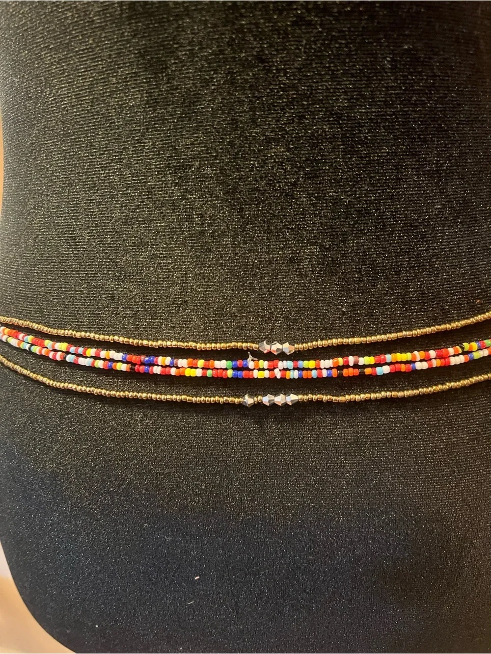 Handmade Beaded Belly Chain, Multicolor Elastic Waist Beads, Layered Boho Body